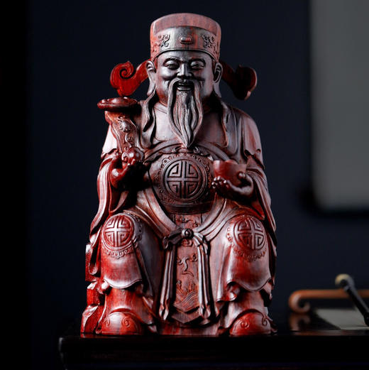 【青山特惠】小叶紫檀 | 如意财神高油密老料雕刻 b28 商品图0