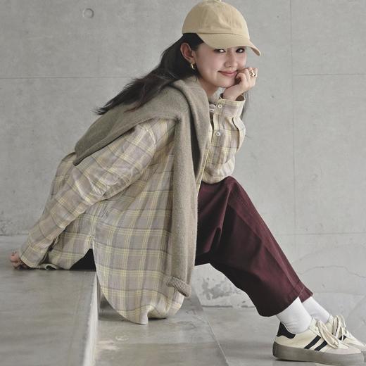 顺丰包邮34507洛诗琳春季新款清冷感经典格纹翻领亚麻衬衫女662 商品图2