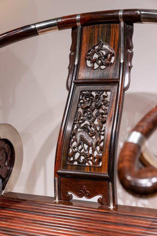 红桥红  家具严选  大红酸枝（交趾黄檀）【木面 王款 麒麟纹交椅】 商品图2