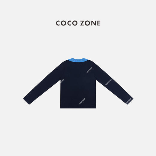 COCO ZONE 设计感假两件撞色V领字母长袖针织衫CD1A0028 商品图1