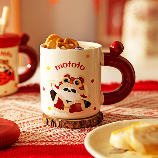 摩登主妇mototo熊猫带盖马克杯家用水杯女陶瓷杯新年礼物吸管杯子 商品图3