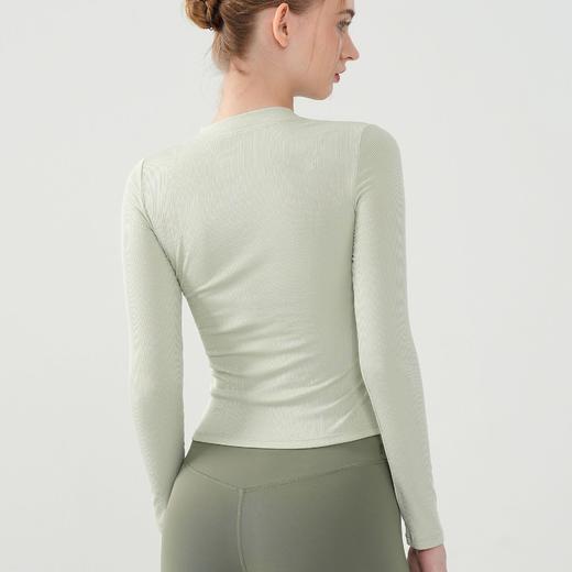 秋冬瑜伽服长袖女 圆领开口纽扣修身运动上衣t恤薄款速干健身服女 BM 商品图3