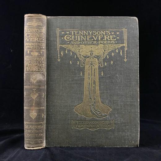 1912年 丁尼生《桂妮薇与其他诗歌》 弗洛伦斯·哈里森24幅彩色手工贴图与大量黑白插图 漆布精装16开 商品图0