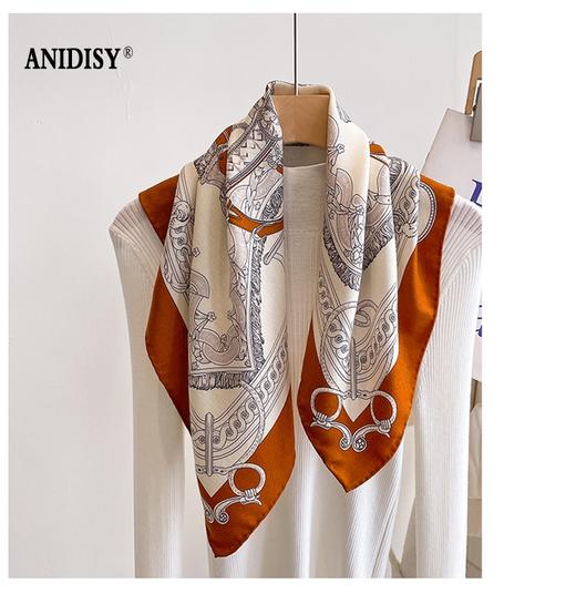  时尚双面异色真丝羊毛小方巾围巾 商品图0