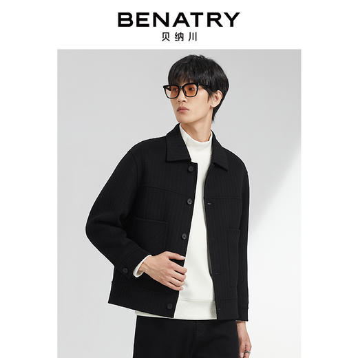贝纳川竖条纹大贴袋翻领男士夹克外套ECK400008 商品图1