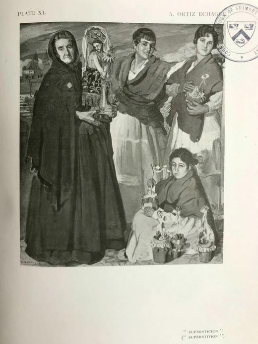 含藏书票！1921年 西班牙绘画 52幅插图（含10幅彩色手工贴图） 真皮脊精装大16开 商品图14