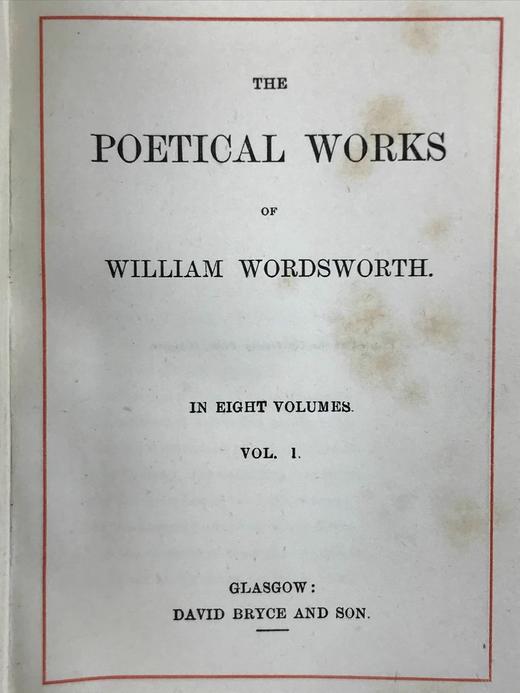 袖珍本！约19世纪后期 华兹华斯诗集（全8卷） 10幅版画插图 漆布精装64开 商品图2