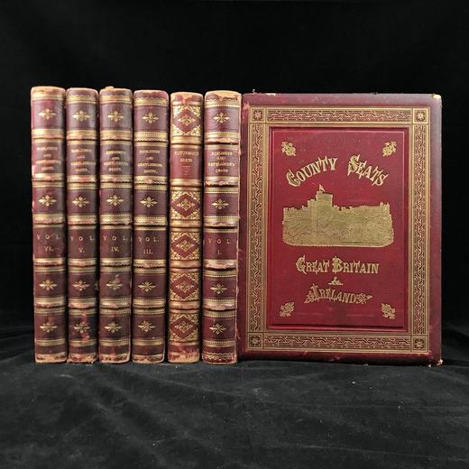 约19世纪后期 大不列颠与爱尔兰贵族建筑图集（全6卷） 约240幅精美套色版画插图 全真皮精装大16开 商品图0
