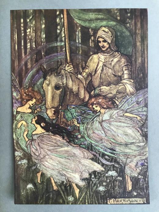 1912年 丁尼生《桂妮薇与其他诗歌》 弗洛伦斯·哈里森24幅彩色手工贴图与大量黑白插图 漆布精装16开 商品图7