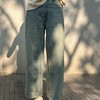 顺丰包邮洛诗琳34712洛诗琳纯棉做旧感九分牛仔裤女016 商品缩略图0
