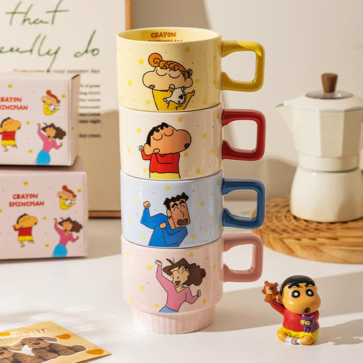 摩登主妇&蜡笔小新 一家四口杯子陶瓷马克杯可爱套装家用水杯 商品图1