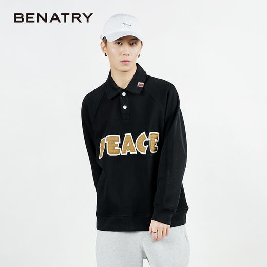 贝纳川翻领字母插袋男士插肩袖卫衣ECP124004 商品图3