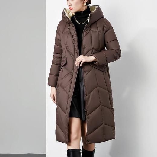 【高货kbnq】全新升级【铂金会员735/天猫999/差价264】(54943) 洛诗琳高级感2024冬季新款加厚连帽撞色中长款羽绒服 商品图4