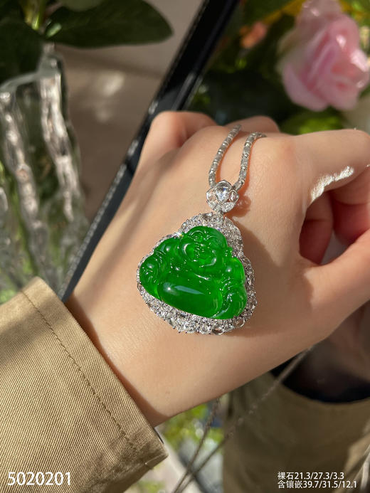 老坑玻璃种帝王绿佛公吊坠【5020201】具体价格微信咨询 商品图5