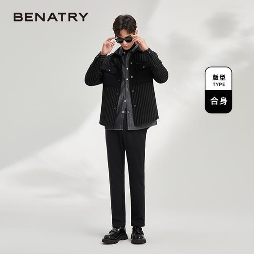 贝纳川休闲竖条纹衬衫式男士外套大衣ECY328004402 商品图3