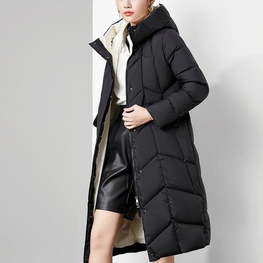 【高货kbnq】全新升级【铂金会员735/天猫999/差价264】(54943) 洛诗琳高级感2024冬季新款加厚连帽撞色中长款羽绒服 商品图1