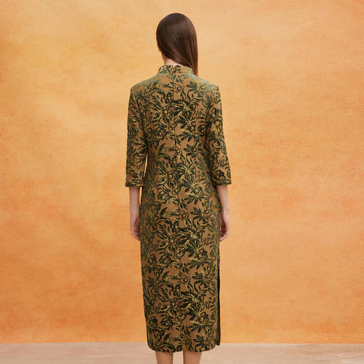 QE804斯尔丽2025春季新中式金丝绒提花华丽喜妈妈端庄气质高雅旗袍裙 商品图1
