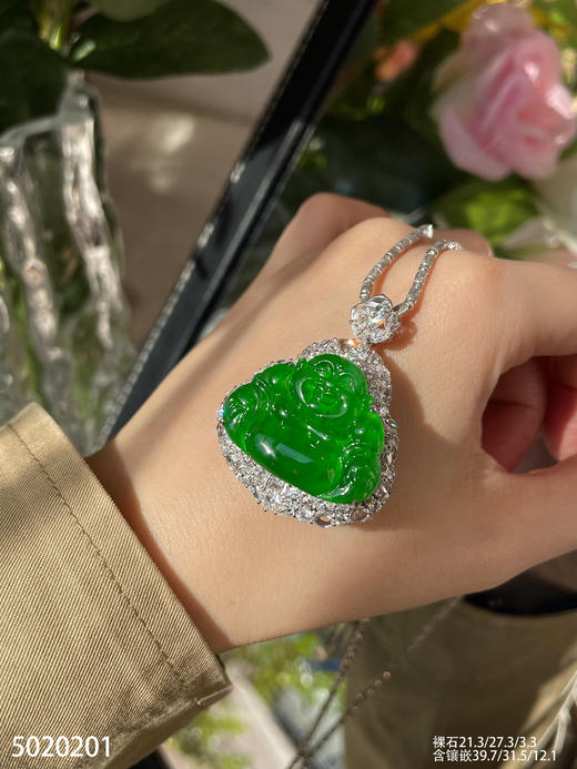 老坑玻璃种帝王绿佛公吊坠【5020201】具体价格微信咨询 商品图3