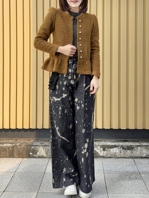 TYNVIE 羊毛荷叶边珍珠扣外套 - 芥末黄 商品图6