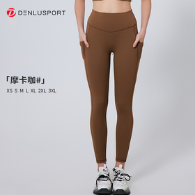 跨境原单双面磨毛高腰提臀瑜伽健身裤双测口袋设计时尚休闲DK95082