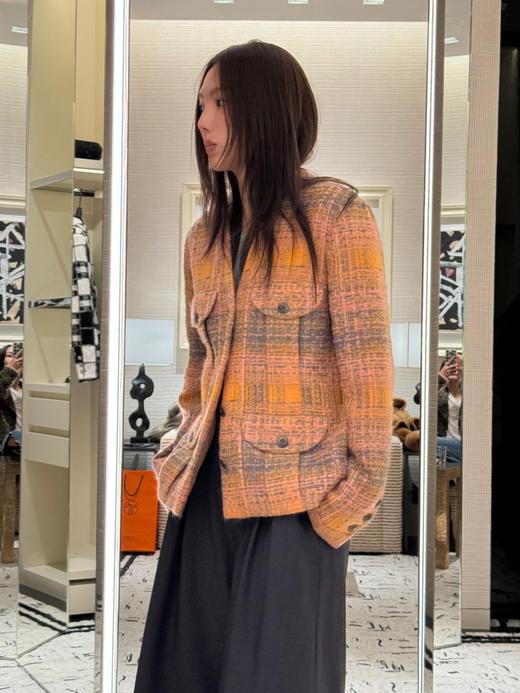 香奶奶 24K秋冬新款橘色落日粗花尼外套（UY*DQJB) 商品图3