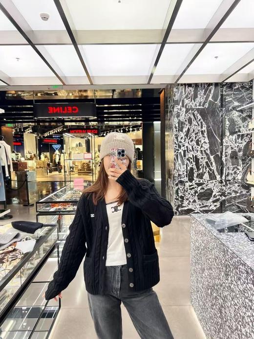 赛家 绞花皮袖山羊绒开衫 商品图4