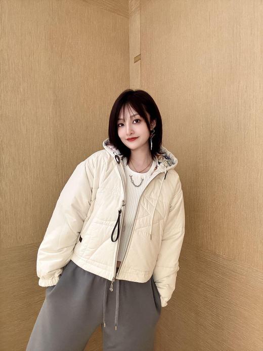 驴家24秋冬新款藤格纹拉链棉服连帽外套（UY*DQJB) 商品图0