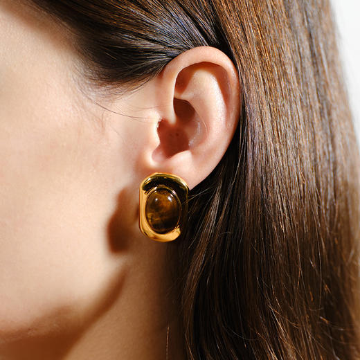 INBA076 好运虎眼石画框耳环｜INCH EDITION 暮光之城系列 商品图5