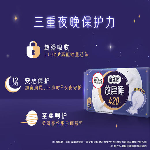 高洁丝放肆睡420棉柔超薄夜用卫生巾4片 商品图1