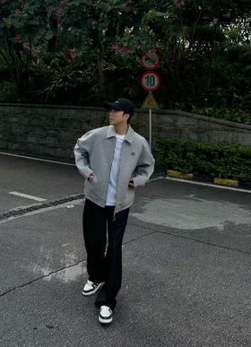 缪家 原版定制高克重翻领拉链外套