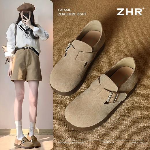 优选丨ZHR复古软底勃肯鞋女秋季爆款丑萌萌美拉德风单鞋全包透气豆豆鞋 商品图0