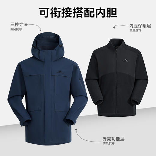 【朱雀中长款冲锋衣】拓路者户外登山服男24年冬季防风防水外套 商品图4