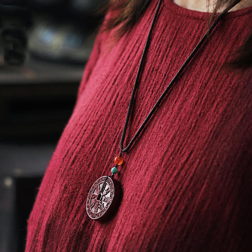 紫金砂山鬼花钱吊坠，天然朱砂 商品图4