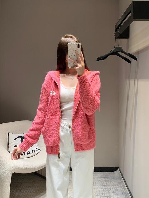 缪家24Fw秋冬新款混彩线棒针连帽拉链开衫外套（UY*DQJB） 商品图0