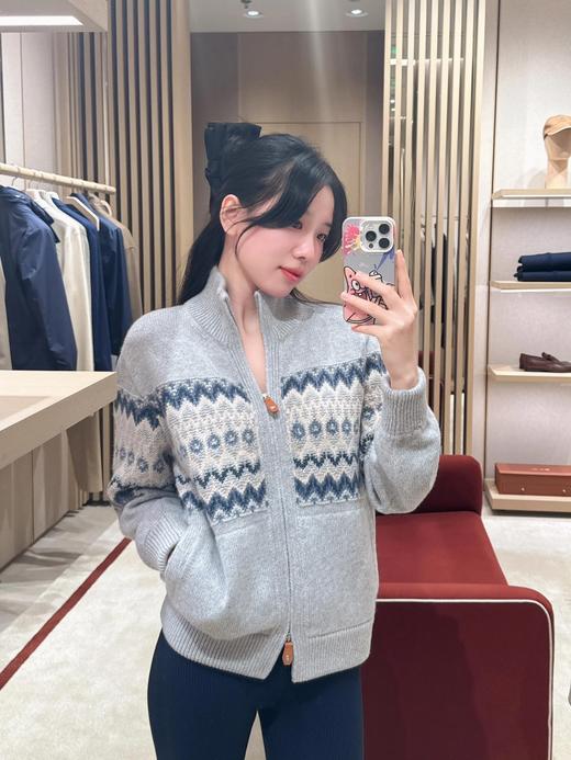 LP24Fw秋冬新款老钱风费尔岛法式复古双开拉链针织开衫（UY*DQJB） 商品图0