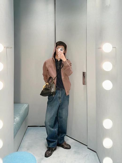 缪家 绣布刺绣棕连帽外套 商品图7