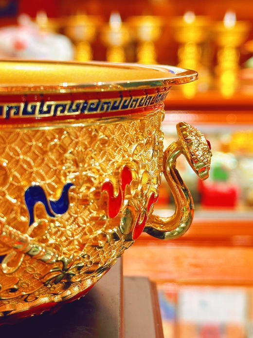 摆件聚宝盆镀金花丝镶嵌珐琅彩摆件送礼乔迁生日商务伴手礼聚宝盆大号摆件 商品图10