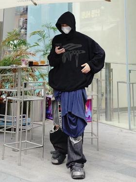 B家 融化字母连帽卫衣