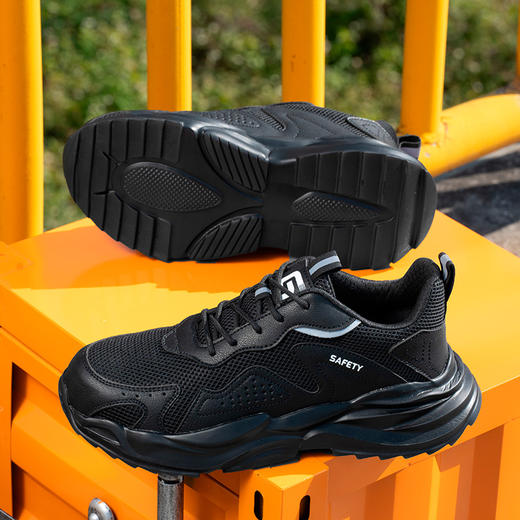 新款劳保鞋防砸防刺穿欧标钢包头凯夫拉底橡塑底超纤 三明治网布四季款低帮安全鞋 商品图9