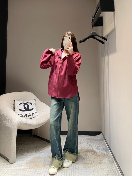 缪家24Fw秋冬新款字母微标安哥拉红拉链连帽卫衣丨（UY*DQJB) 商品图5