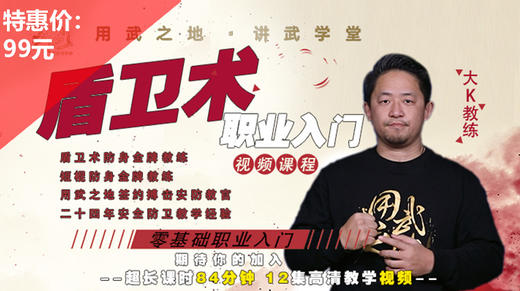 盾卫术职业入门线上课-大K老师亲授【在线观看，无需发货】 商品图0