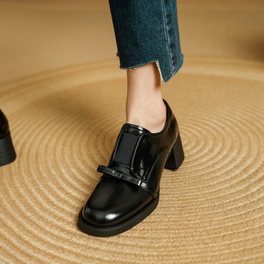 【预售5天】真皮蝴蝶结深口小皮鞋，百搭低跟乐福鞋英伦复古单鞋PS&PS3035 商品图4