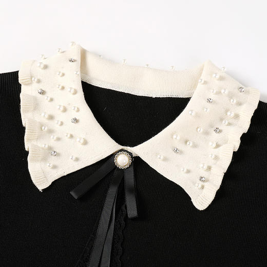 奢姿2025年春季新款大码女装小香风钉珠裙子胖妹妹减龄撞色连衣裙9851820959 商品图2