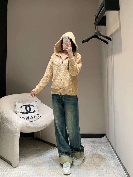 缪家24Fw秋冬新款混彩线棒针连帽拉链开衫外套（UY*DQJB） 商品图3