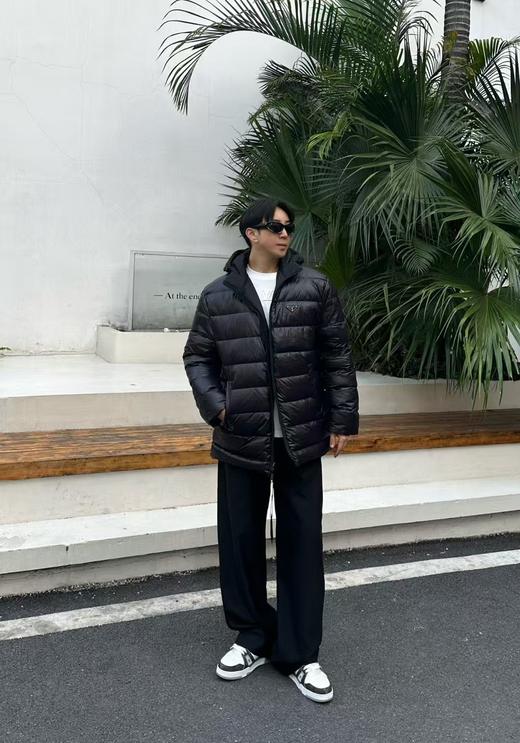 P家 双面穿中长款尼龙连帽羽绒服 商品图2