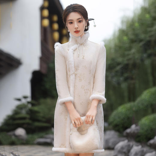 加绒加厚日常，短款改良旗袍 SC18240-1 商品图3