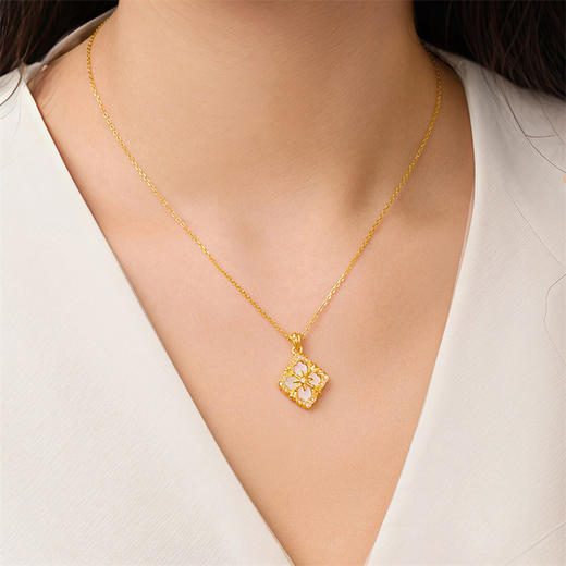 四叶草吊坠 黄色18k金双面佩戴福贝壳宫廷风挂坠送女友礼物MEMORA诗普琳KPE06101（线上专供） 商品图2