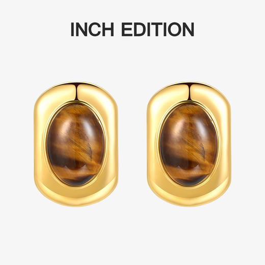 INBA076 好运虎眼石画框耳环｜INCH EDITION 暮光之城系列 商品图0