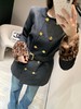 YL24Fw秋冬新款豹纹拼接围脖设计感双排扣呢大衣腰带外套（UY*DQJB） 商品缩略图7