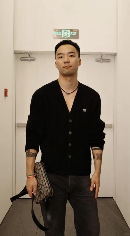 赛家 绞花皮袖山羊绒开衫 商品图3